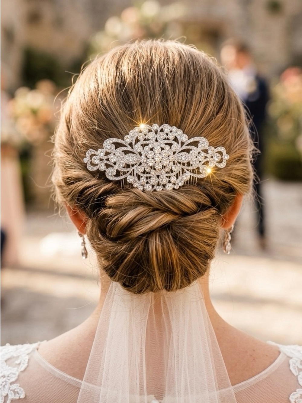 Silver Crystal Bridal Hair Comb - Elegant Decorative Accent
